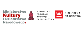 Logo Ministerstwa Kultury i Dziedzictwa Narodowego, Logo Narodowy Program Rozwoju Czytelnictwa, Logo Biblioteka Narodowa