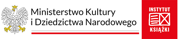 Logo Ministerstwa Kultury i Dziedzictwa Narodowego oraz logo Instytutu Książki